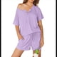 thumbnail image 1 of Conjuntos de Pijama para Mujer, 2 Piezas, de Punto Acanalado, Corta, Ropa de Dormir Suave, Conjuntos de Verano para Estar en Casa, , Talla M, 1 of 7