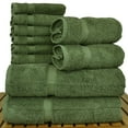 thumbnail image 2 of Luxury Hotel & Spa Quality, Quick Dry 100% Turkish Cotton, 700 GSM, Eco Friendly Towel, Bathroom and Kitchen Dobby Border Towels, 2-Bath Towel, 2-Hand Towel, 6-Washcloth (Bundle Set of 10, Moss), 2 of 3