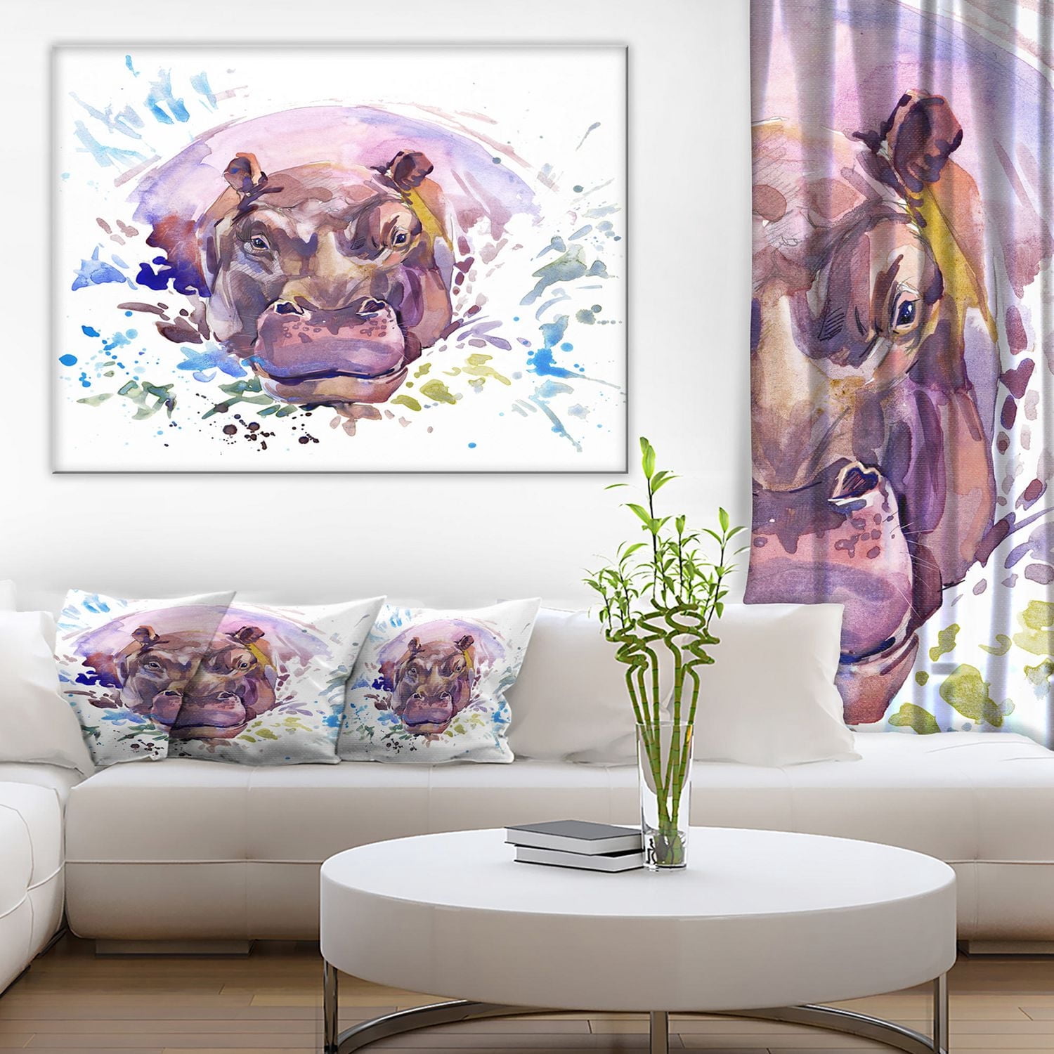 Impression sur toile « Hippopotamus Watercolor » Design Art