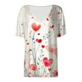 thumbnail image 4 of WEAIXIMIUNG T-Shirt à Manches Courtes Col en V Fleuri Mode Été pour Femmes Saint-Valentin, 4 of 4