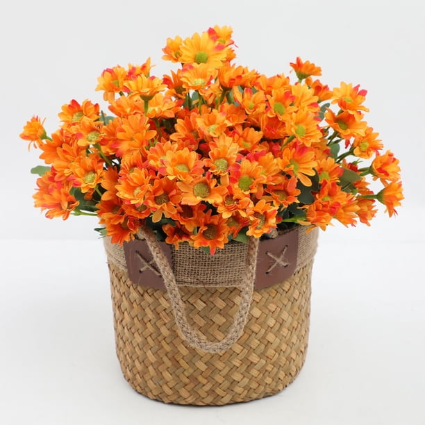 Ramo de Simulación de Manzanilla para Boda, Decoración Del Hogar, Crisantemo, Orquídea Saltarina, Crisantemo, Flor Artificial Pequeña y Fresca, Flor de Seda.