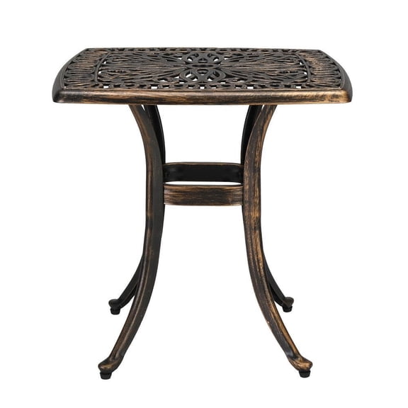 WoofPaw 21" Cast Aluminum Outdoor Side Table, All-Weather Bronze Patio Table, Small Round End Table for Porch, Balcony, Poolside & Garden