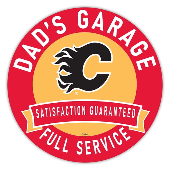 Calgary Flames 16" Dad's Garage Wood Sign