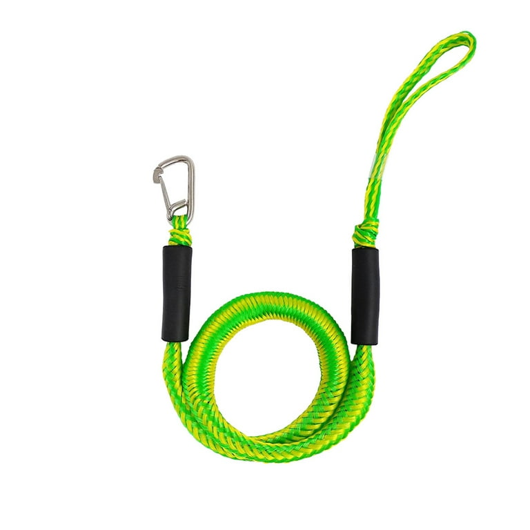 4ft Boat Docking Rope with Hooks Bungee Dock Line Elastic Rope Accessories for Boat Kayak Jet Skiing, Green