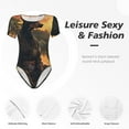 thumbnail image 6 of Rateoe Sunset Meditating Doberman Printed Women Rash Guard Short Sleeve,Tummy control Swimsuit Surfing Swimsuit Bathing Suit Short-sleeved Onesie UPF 50+, 6 of 6
