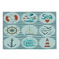 thumbnail image 2 of Nautical Cutting Board, Sea Set Fishes Life Gulls Lighthouse Marine Inspired Maritime Theme, Decorative Tempered Glass Cutting and Serving Board, Large Size, White Red Blue, by Ambesonne, 2 of 5