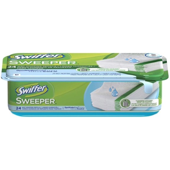 Swiffer Sweeper Wet Mopping Cloth Refill, Open Window Fresh 24 ea Pack of 7