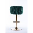 thumbnail image 3 of Set of 2 Bar Stools,with Chrome Footrest and Base Swivel Height Adjustable Mechanical Lifting Velvet + Golden Leg Simple Bar Stoo,Green, 3 of 9