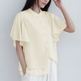 thumbnail image 2 of Camisas de Manga Corta para las Mujeres Casual, Botón de Cuello en V de la Moda de Verano, Top Suelto/Camisa Casual, 2 of 8