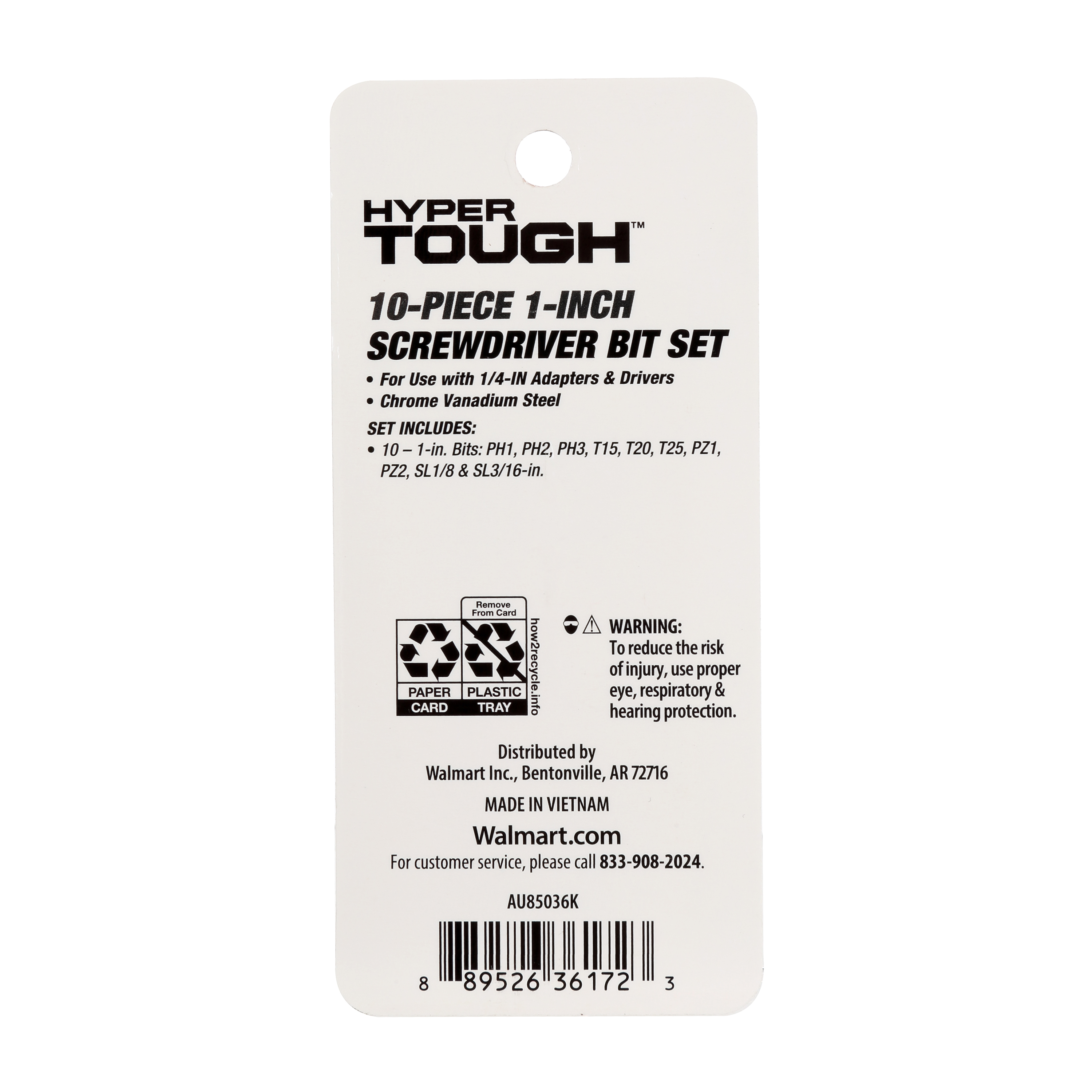 Juego de 10 puntas de destornillador de 1 pulgada Hyper Tough, acero, nuevo 8