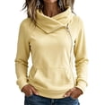 thumbnail image 2 of Shihyeh Women's Cowl Neck Hooded Sweatshirt Long Sleeve Front Pocket Casual Warm Top for Women, 2 of 6