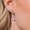 thumbnail image 3 of Gem Stone King 925 Silver and 10K Yellow Gold Peach Nano Morganite and White Moissanite and White Lab Grown Diamond Earrings for Women | 27.80 Cttw | Gemstone October Birthstone | Pear Shape 18X13MM, 3 of 6