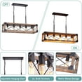 thumbnail image 3 of Kitchen Island Lighting, 33.5-Inch 5 Lights Farmhouse Linear Chandelier for Dining Room Pool Table Pendant Light Fixture, Rustic Wood Grain Finish, Industrial Pendant Light, 3 of 7