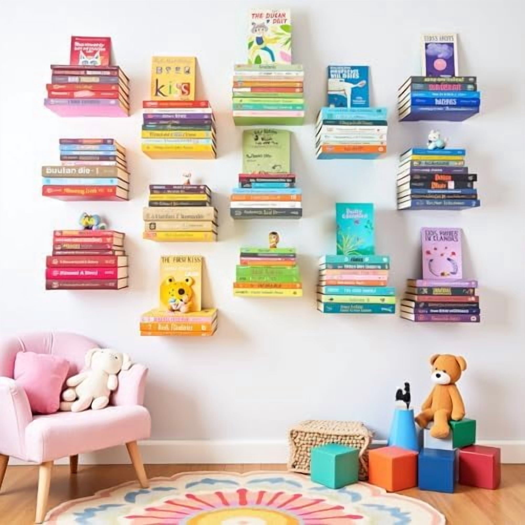 Floating Invisible Bookshelf Wall Mounted (Set of 4) - Aluminum - Turn Books into Floating Shelves
