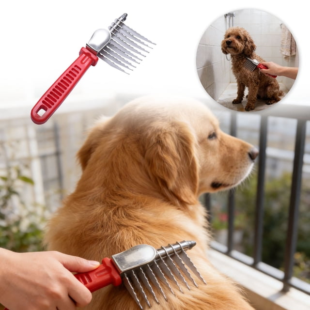 BotaniNest Dematting Comb Grooming De Matting Undercoat Rake For Long Haired Cats MicroSerratedBlades Undercoat RakeDesheddingBrush For Small Medium Large Removing