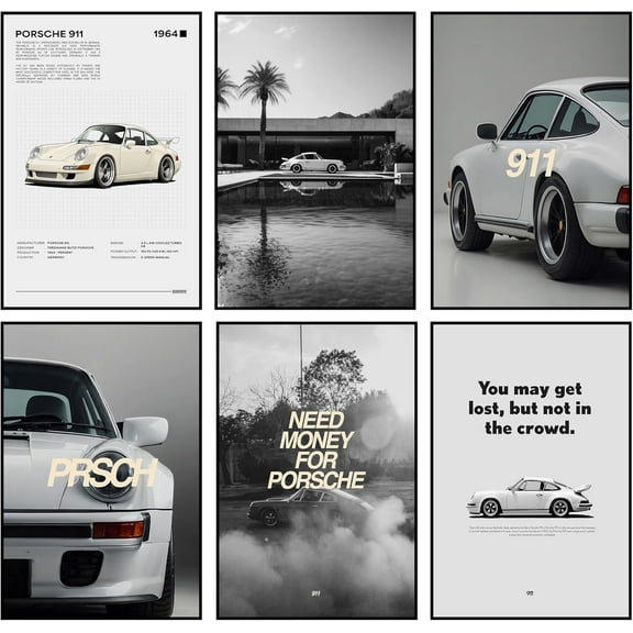 Car Posters Modern Canvas Wall Art For Men Boys Room Decor Sport Car Art Poster Prints Bedroom Livingroom Aesthetics Decoration (Set of 6 Unframed 8x12x6)