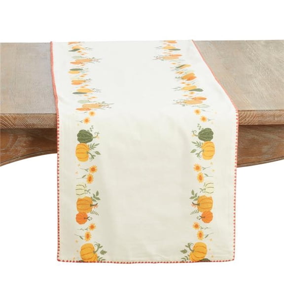Saro Lifestyle 2819.OR1672B 16 x 72 in. Oblong Fall Pumpkins Table Runner, Orange