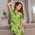 thumbnail image 3 of Goofa Green Avocado Print Women’s Cotton Nightdress – Short-Sleeved Sleep Dress, Casual Loose-Fit Lounge Wear, Comfortable and Stylish Sleepwear for Women, 3 of 6