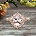thumbnail image 6 of Milgrain 7mm Cushion Cut Morganite Engagement Ring 2.05 Carat Glaring Wedding Ring 10k Rose Gold Floral Art Deco, 6 of 6