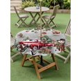 thumbnail image 3 of Outdoor Tablecloth with Umbrella Hole and Zipper, Grey Christmas Round Table Cloth 60 Inch Waterproof Tablecloth, Xmas Snowman Truck Snowflake Tree Balls Picnic Table Cover for Patio Camping, 3 of 7