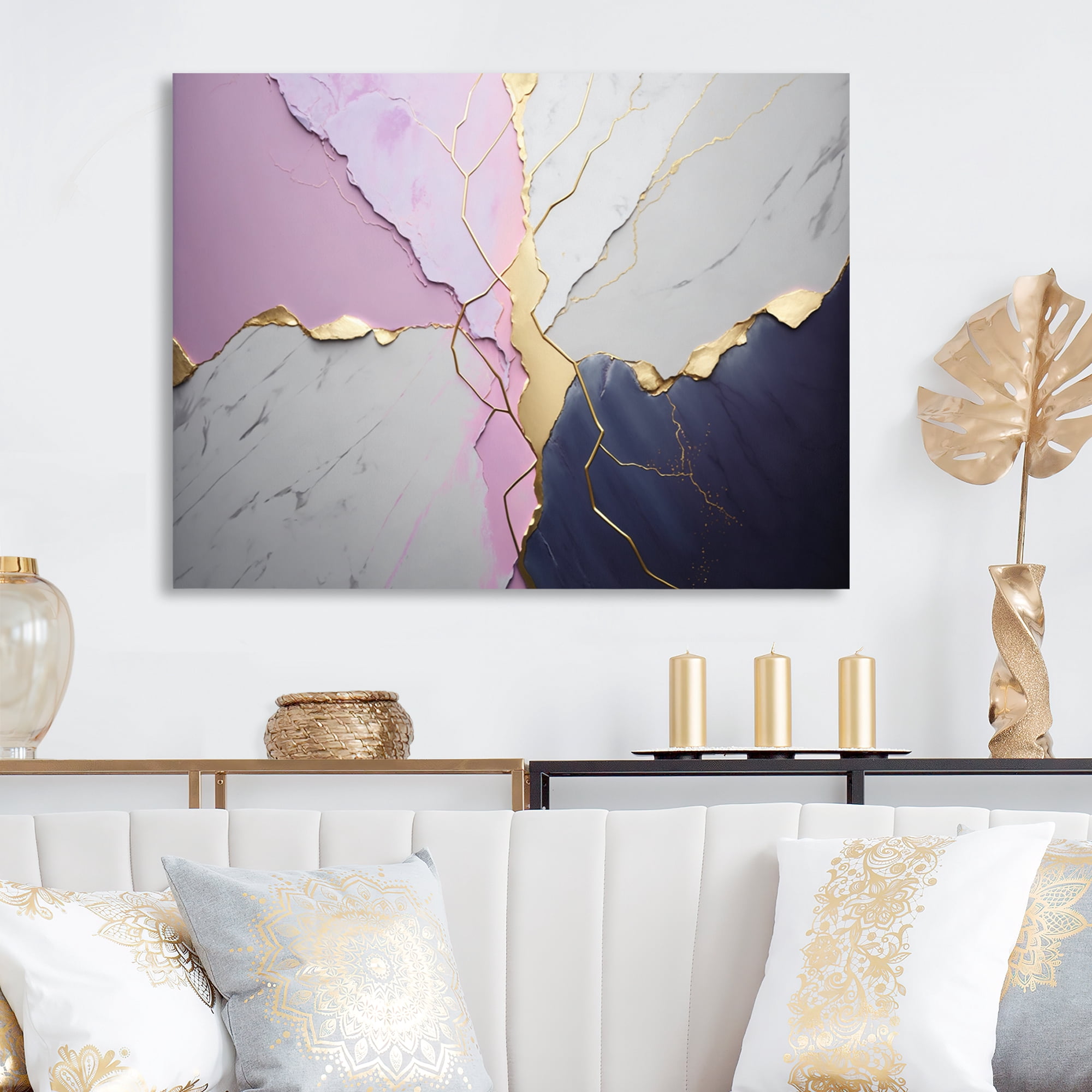 Designart Abstract Geode Pink IV Canvas Wall Art