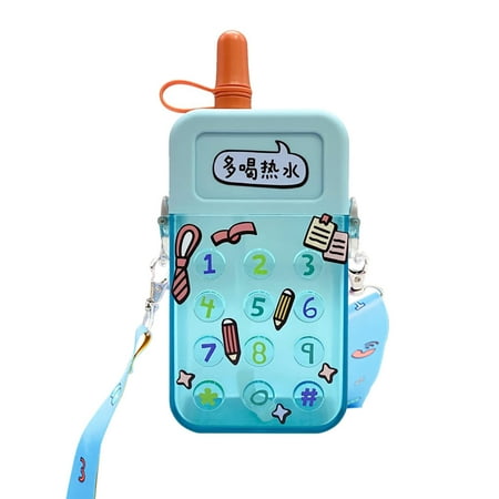 

Nitouy Phone Shaped Water Bottle with Straw & Adjustable Shoulder Straps (Blue)