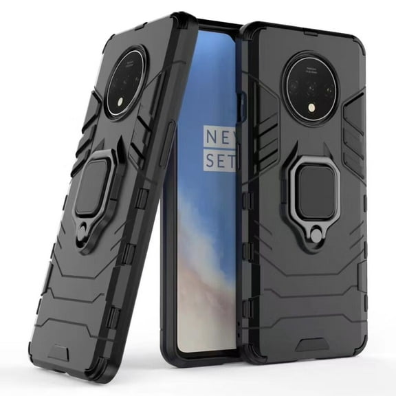 For OnePlus 7T Shockproof PC TPU Case with Magnetic Ring Holder