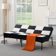 thumbnail image 6 of DEALTOPS 63" Checkered Velvet Futon, 2-in-1 Dual-Tone Convertible Sleeper Sofa with 5-Position Recline, White, 6 of 8
