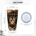 thumbnail image 4 of Taza térmica duradera de acero inoxidable 304 con tapa y pajita con temática del equipo de fútbol de los Raiders Taza térmica de acero inoxidable de 20 oz Taza para automóvil Adecuada para bebidas, 4 of 8