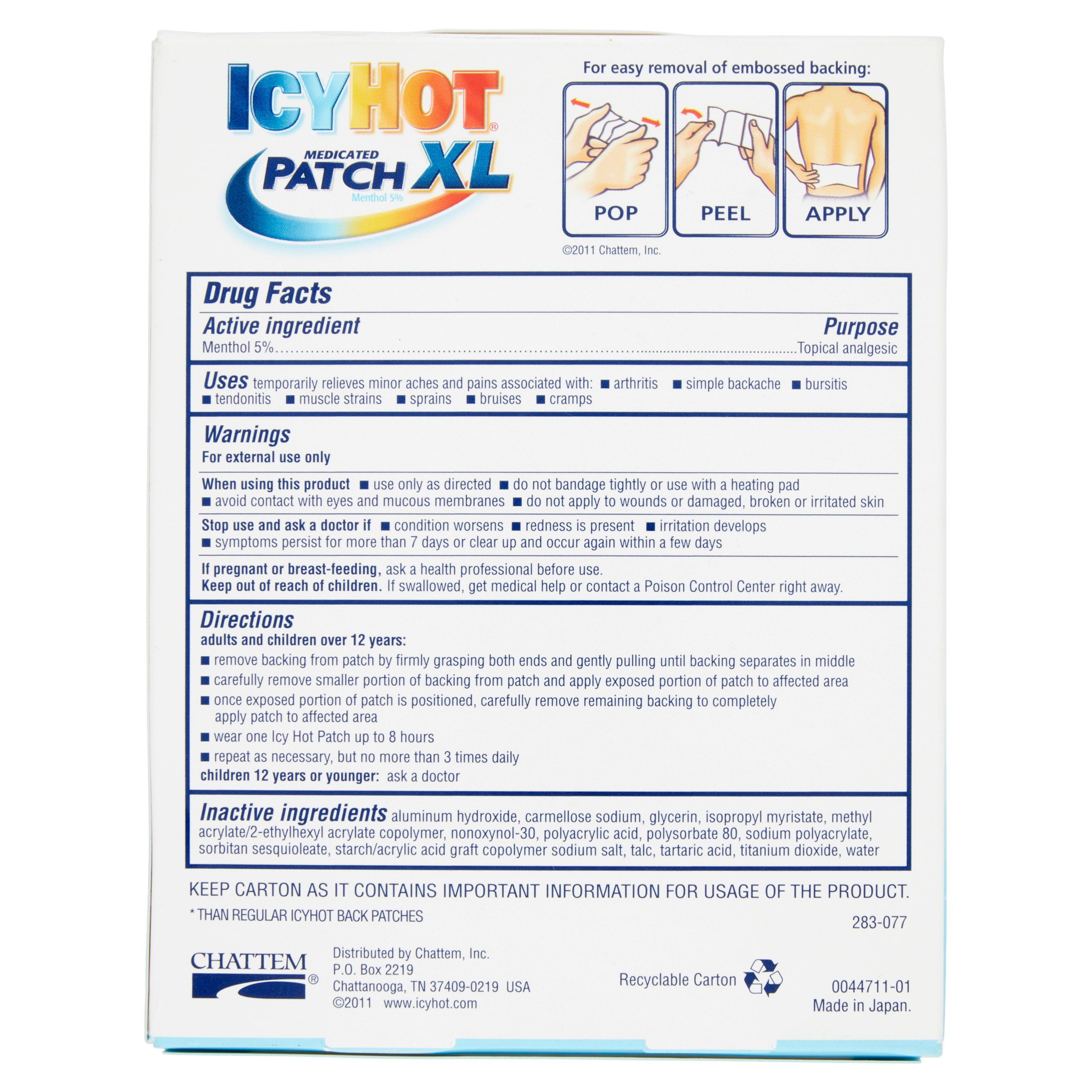 Icy Hot Extra Strength XL Back and Large Areas Medicated Patch