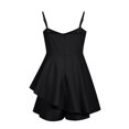 thumbnail image 5 of Women Girls Going Out Summer Romper Sexy Boho Spaghetti Strap Wrap Jumpsuit A-Line Ruffle Wide Leg Tank Shorts Romper, 5 of 7