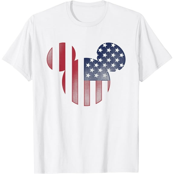 Mickey Mouse Americana Ears Shape DTG Print Unisex T-Shirt