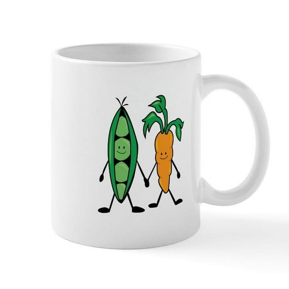 CafePress - Carrot & Peas Mugs - 11 oz Ceramic Mug - Novelty Coffee Tea Cup