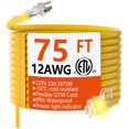 thumbnail image 1 of Cable de extensión Huanchain de 75 pies, 12 AWG, impermeable, con extremo iluminado, 1 of 7