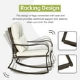thumbnail image 4 of TOTAL 3 Piece Rocking Chair Patio Bistro Set Balcony Chairs Iron Conversation Sets Outdoor Furniture with Glass Coffee Table for Porch Poolside Lawn (White, Curved Armrest), 4 of 7