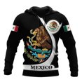 thumbnail image 3 of Sudadera con capucha de águila mexicana para hombre, emblema de México, bandera nacional, estampado 3D, sudaderas con capucha de manga larga, ropa unisex informal de gran tamaño, 3 of 5