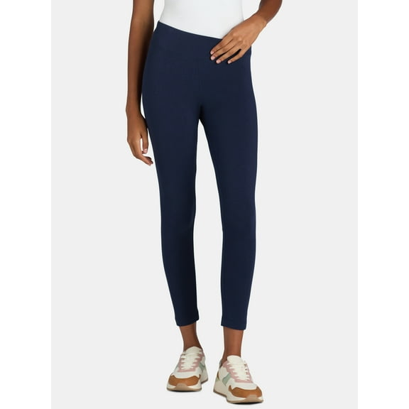 Time and Tru Women's High-Rise Ankle Knit Leggings, Available in 1, 2, and 3-Packs, 27" Inseam, Sizes S-XXXL