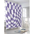 thumbnail image 5 of Purple White Checkered Waterproof Fabric Shower Curtain, Modern Irregular Geometric Shower Curtain for Bathroom Curtains Bathtubs Hotel Washable Shower Curtains with 12 Hooks Long 72x78in, 5 of 6