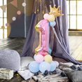 thumbnail image 2 of Juego de globos número 1 de arcoíris de gran tamaño de 32 ", 1 globo para niños para fiesta de primer cumpleaños, juego de globos de aluminio JAMW Sencillez, 2 of 5