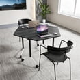 thumbnail image 3 of 8 Pcs Folding Conference Table with Wheels,47.2in Flip-Top Conference Tables,Mobile Training Table for 2-12 Person,Trapezoid Design,for Classrooms & School Office Spaces(Ebony), 3 of 8