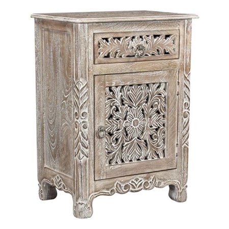 Pemberly Row 1-drawer 1-Door Solid Wood Nightstand (Right) in Gray