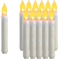 thumbnail image 1 of Juego de 12 candelabros cónicos LED sin llama, candelabros cónicos de 6,5 pulgadas de alto con pilas, velas navideñas de llama parpadeante de color amarillo cálido, 1 of 5