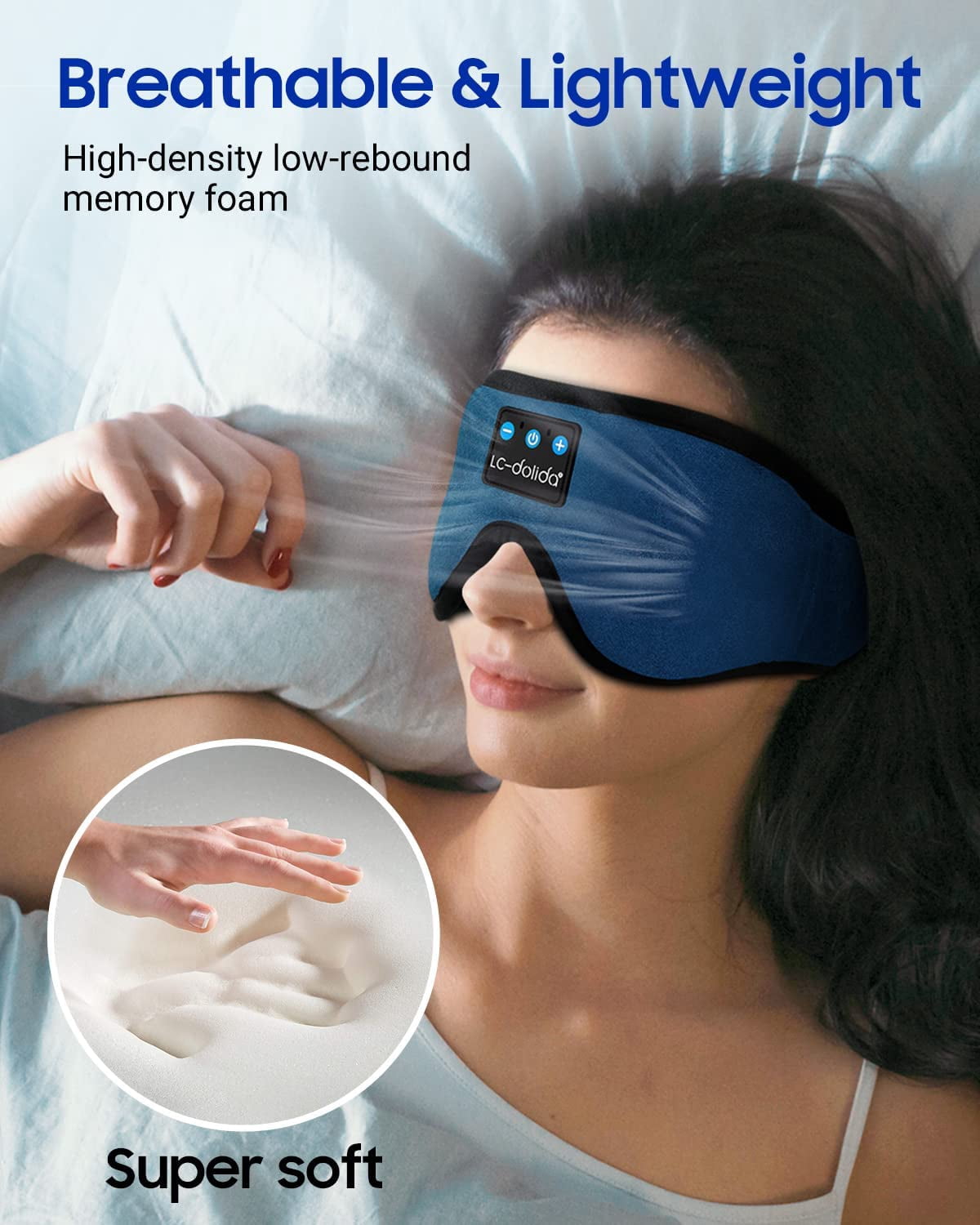 Sleeping Headphones Eye Mask, Sleep Mask for Men Women, 3D Breathable Soft Comfortable Eye Mask for Travel, Wireless Music Sleep Cover for Side Sleepers Nap Insomnia Air Travel Meditation