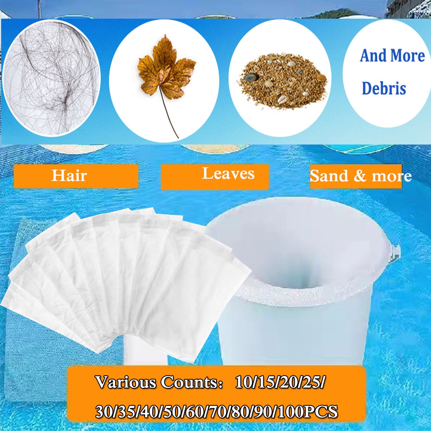 Pool Skimmer Socks, Pool Saver Socks Net for Skimmer Basket, Ultra Fine