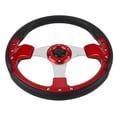 thumbnail image 1 of 14in Racing Style Steering Wheel with Horn Button,Pu,Aluminum, Universal for Most Cars,6 Hole Hub Adapter, 1 of 7