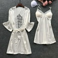 thumbnail image 2 of Women's Satin Robe Set 2 Piece Soft Pajamas Sets Cami Slip Dress Nightgown and Silk Robes Nightwear Lounge Wear, 2 of 3