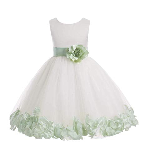 Ekidsbridal Ivory Tulle Rose Petals Flower Girl Dresses Wedding Tulle ...