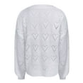 thumbnail image 5 of TWZH Women Solid Color Hollow Out Heart Pattern Print V Neck Knitwear Sweater Tops, 5 of 6