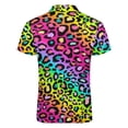 thumbnail image 5 of Colofrul Rainbow Leopard Men Zipper T-shirt Summer Casual Short Sleeve T-shirt Top, 5 of 7