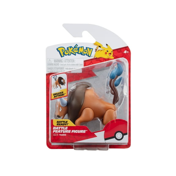 Pokemon Tauros Collectible Battle Feature Figure - 4.5 Inch Battle Ready Figure with Leg Kick Attack